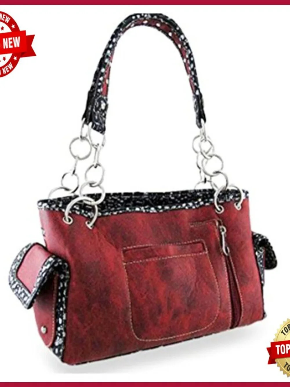 Embroidered Concealed Carry Rhinestone Studded Skull Satchel Purse Wallet Set